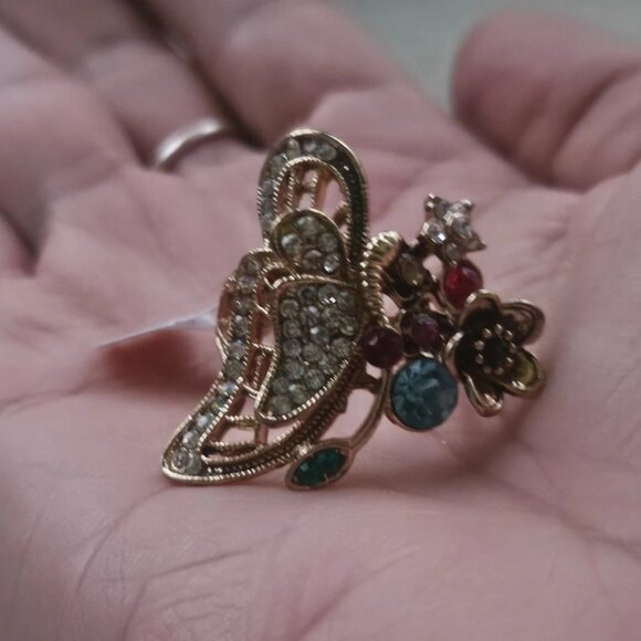 Fashion Ring Butterfly Shape Multi Color Faux Gemstone Fashion Jewelry Size - Picture 6 of 10